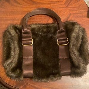 Brown faux fur small bag